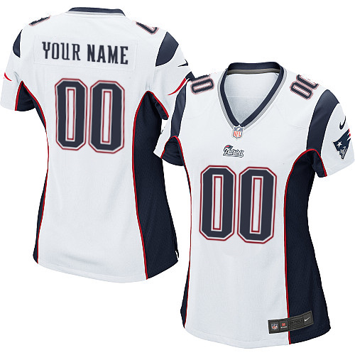 Nike New England Patriots Customized White Stitched Women's NFL Jersey - Click Image to Close